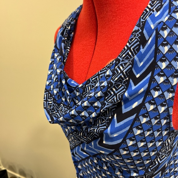 y2k blue pattern cowl neck tank top - Picture 3 of 3